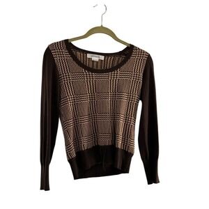 Voicemail Womens Sweater 6 Brown Beige Plaid Long Sleeve Old Money Academia‎